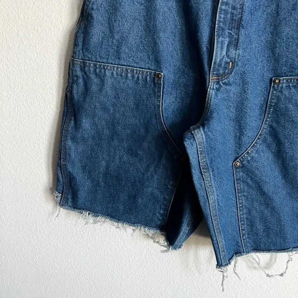 Carhartt denim blue jean double knee work wear carpenter shorts
